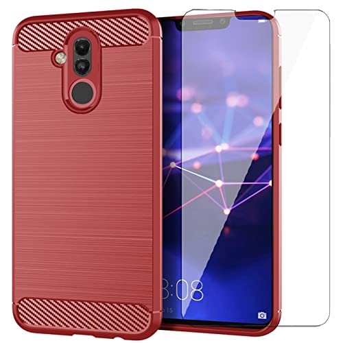 Asuwish Phone Case For Huawei Mate 20 Lite With Tempered Glass Screen Protector Cover And Cell Accessories Slim Soft Silicone Rubber Protective Hawaii Mate20Lite Mate20 20Lite Sne-Lx3 Women Men Red #TOP23