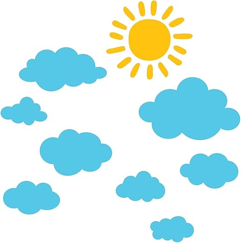 Miniatura 4 de DECOWALL DWG-707SBY - Pegatinas de pared para niños, diseño gráfico de sol y nubes, pegatinas de pared para ventanas y ventanas, pegatinas de pared