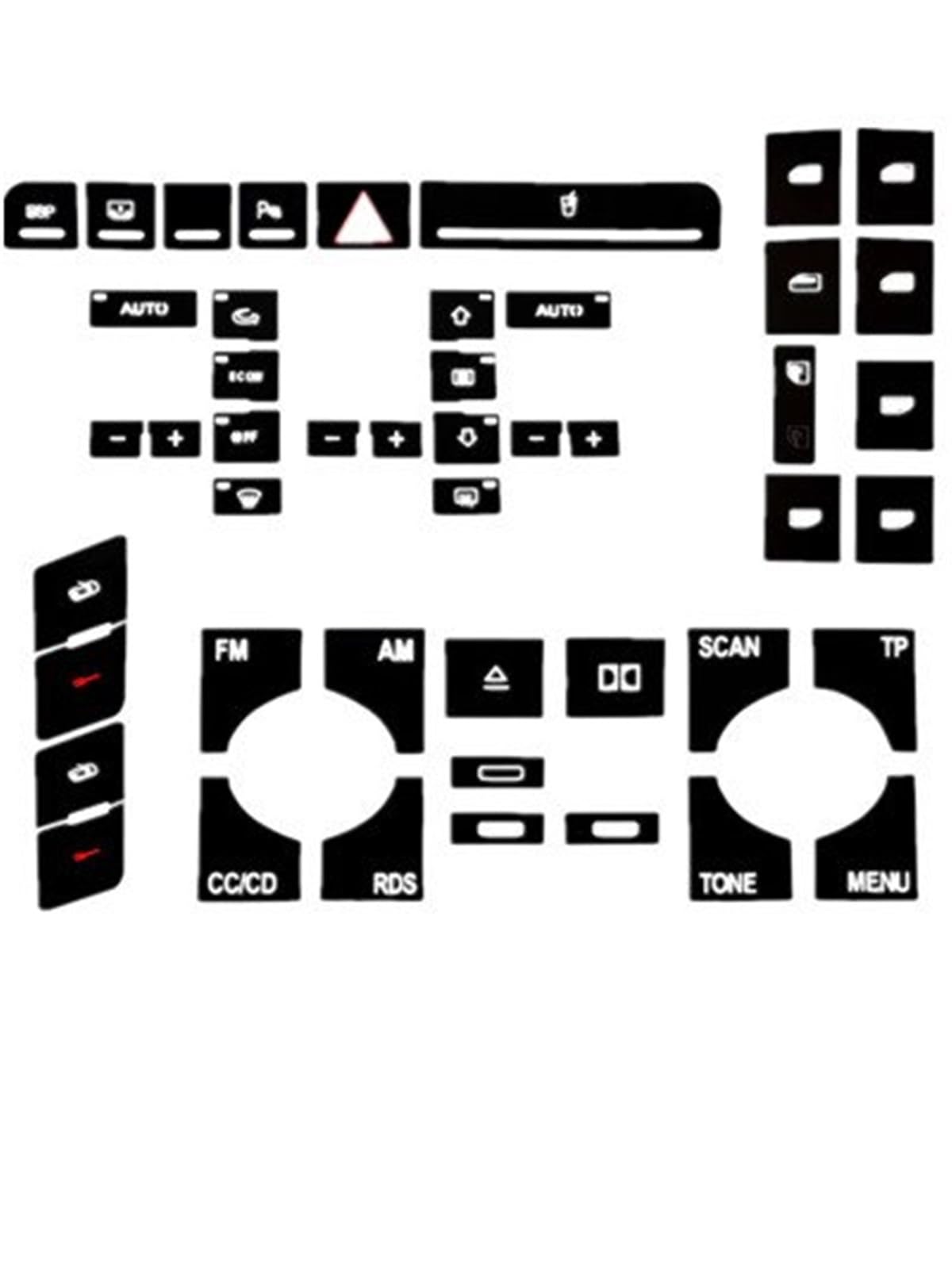 Button Trim Compatible with A4 B6 B7 2000 2001 2002 2003 2004 2005 2006 2007 2008 Car Dashboard ESP Button Air Conditioning Button Power Window Switch Button Sticker(Set Type B)