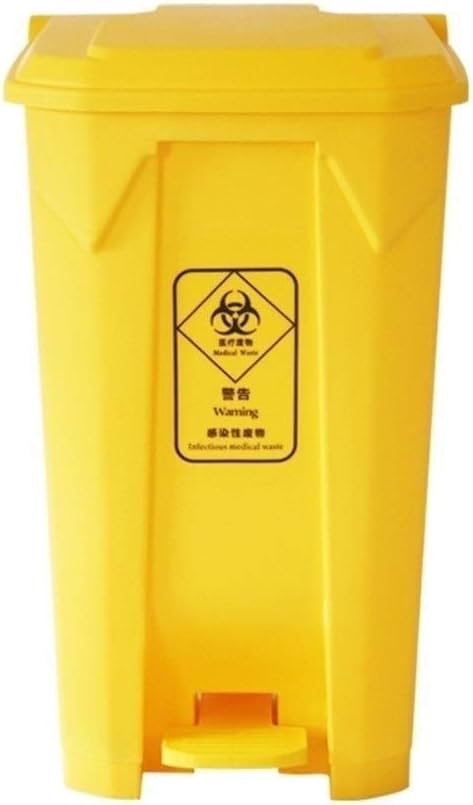 Trash Can Yellow High Capacity Multifunction Commercial Trash Can Thicken Outdoor Pedal Bin Waste Bin Indoor/Outdoor Dustbins 80L (30L) ()