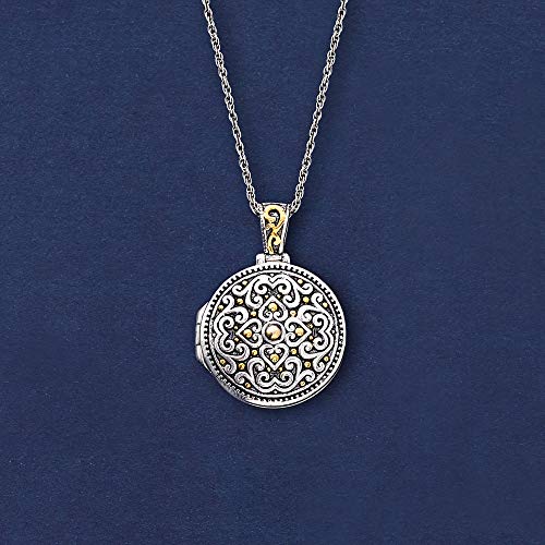 Ross-Simons Two-Tone Sterling Silver Bali-Style Locket Necklace. 18 Inches #TOP3