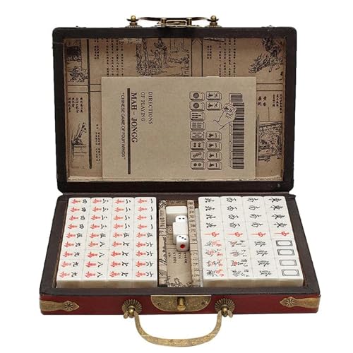 Set de Mahjong Chino compacto con estuche de madera miniatura 2
