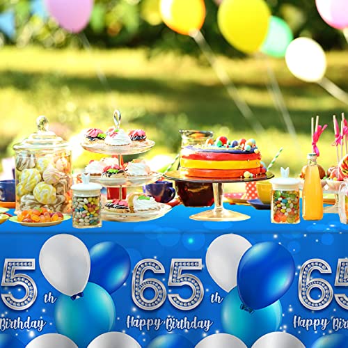 Orikek 65Th Birthday Tablecloth Blue 65Th Birthday Supplies Decorate Men Women For Indoor Outdoor Party Supplies Plastic Rectangle Table Cover Camping #TOP5