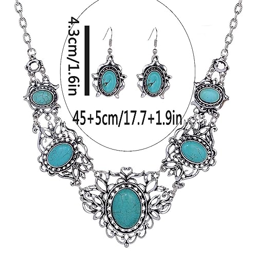 YAZILIND Ethnic Style Necklace Earrings Geometric Shape Color Resin Necklace Earring Women Jewelry Set2