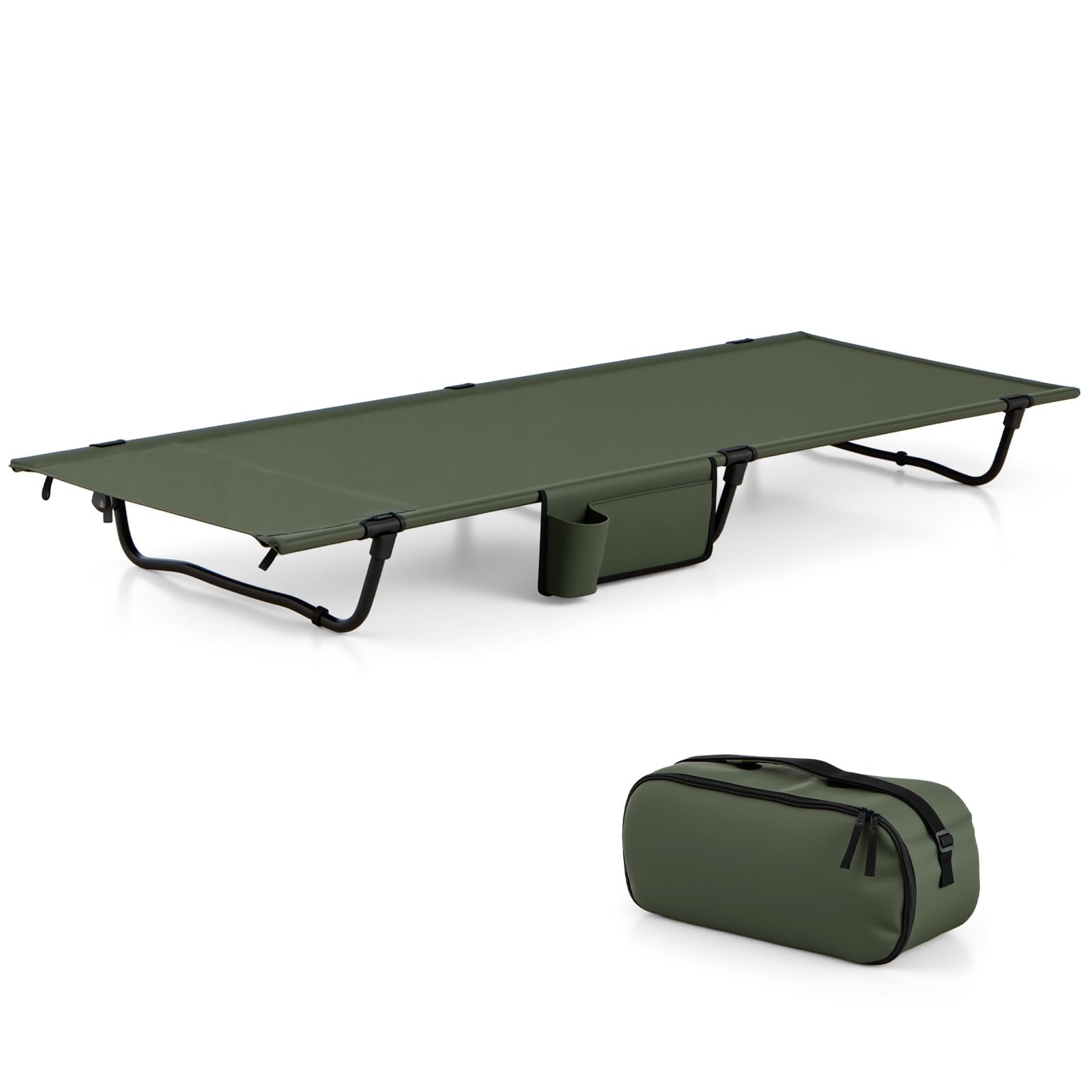 FANTASK Lettino da campeggio pieghevole, leggero, ultraleggero da campeggio con tasca laterale, portatile, 193 x 70 cm, portata 150 kg, per campeggio, viaggi, spiaggia, verde