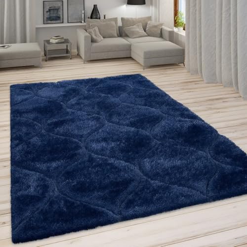 Image of Carpet for Hallway, Kitchen, and Modern Interiors, Cozy Shag Runner for Living Room, Entryway & Office Decor Size 5x8 feet Full Blue
