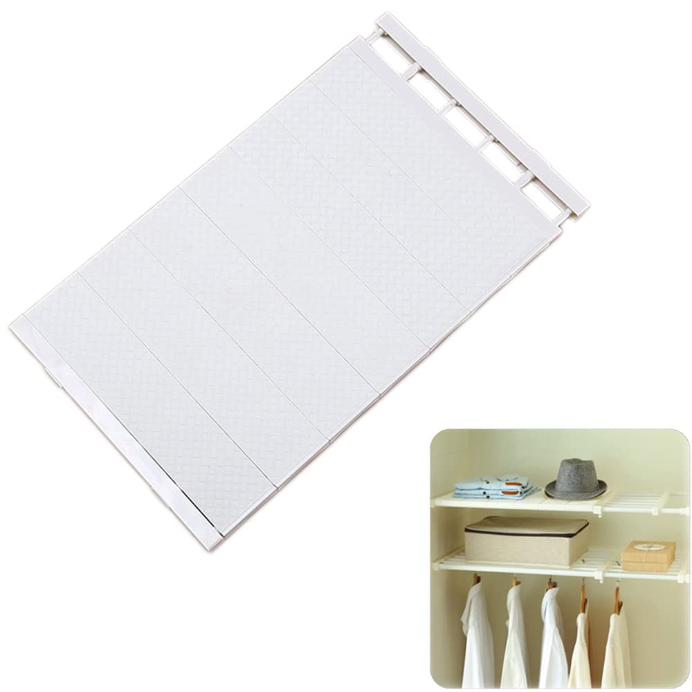 Organized Home Tension Shelf Expandable Clothes Closet Organizer Rack Adjustable DIY Wardrobe Dividers Separator White (Leak-Proof Plate Width 42 cm（75*120）)