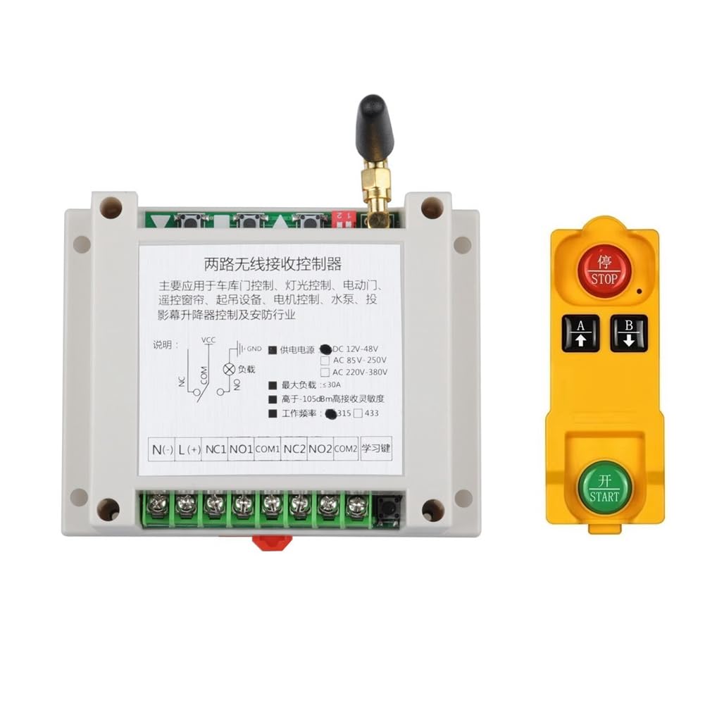 Télécommande Sans Universelle AC220V-380V 2 Canaux 433 MHz pour Contrôle de Moteur D'Usine et Portail de Circulation