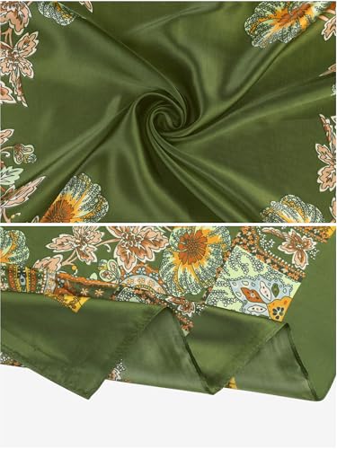 Women's Satin Square Scarf, 35" Large Paisley Symmetric Silk Like Hair Scarf Head Sleeping Wrap Bandanas4