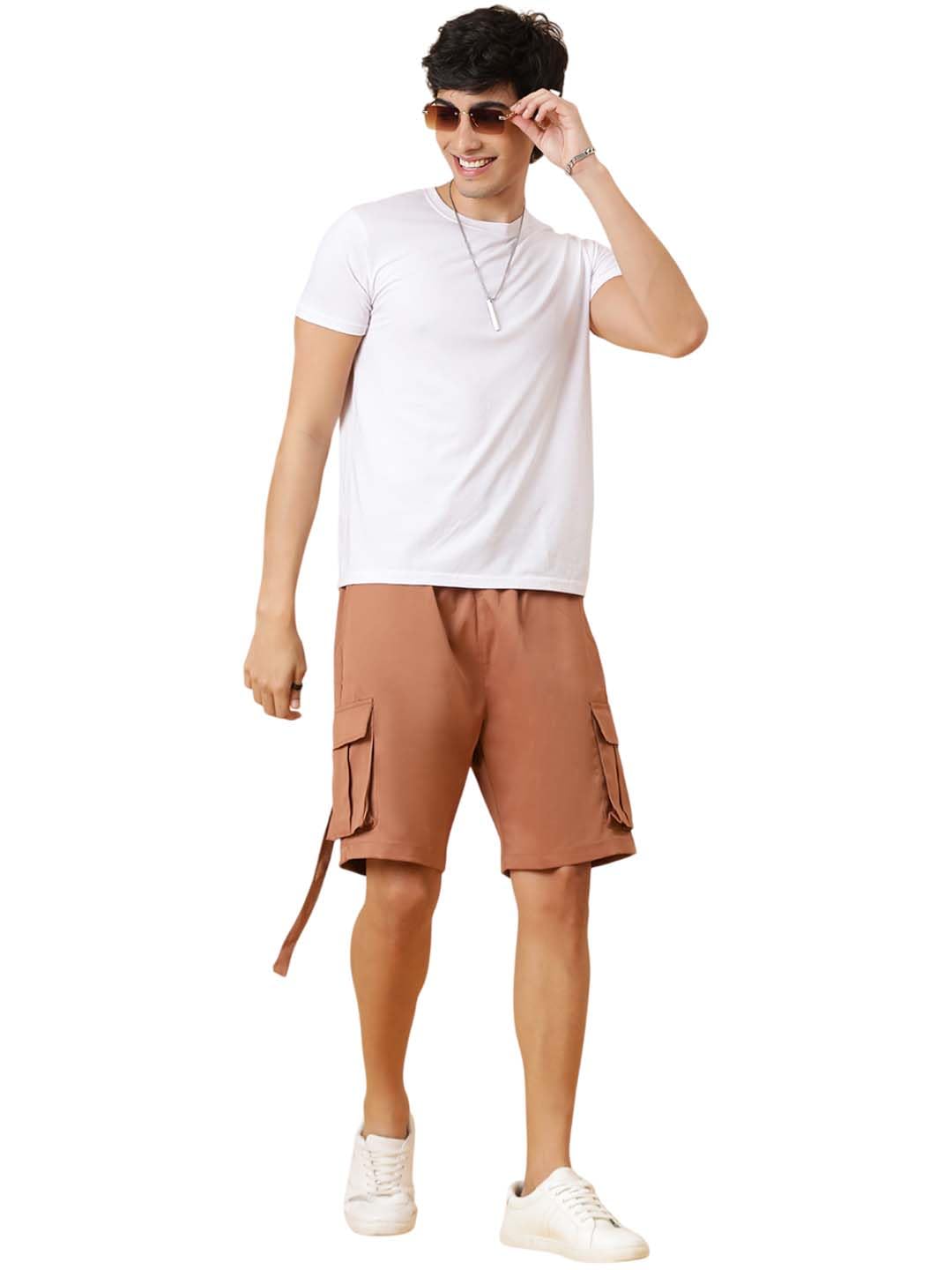 kotty Men's Solid Regular Fit Peaty Brown Stylish Shorts-picture-15