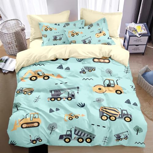 TKCQX Housse de Couette Enfant Tracteur Excavatrice Voiture de Dessin Animé Parure de Lit 90x190...
