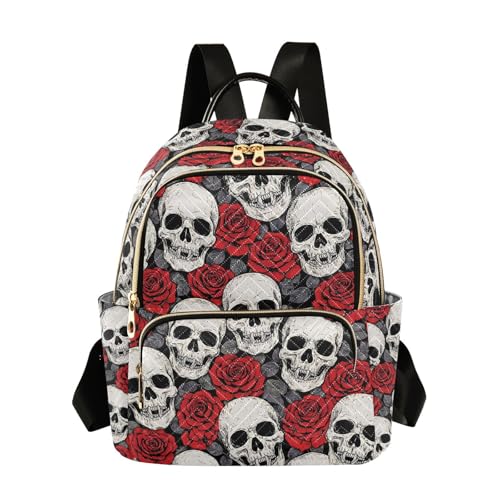 JIPONI Mochila feminina de caveira rosa de Halloween leve mochila casual para viagem bolsa de ombro - P, Multi01, Small, Mochilas Daypack