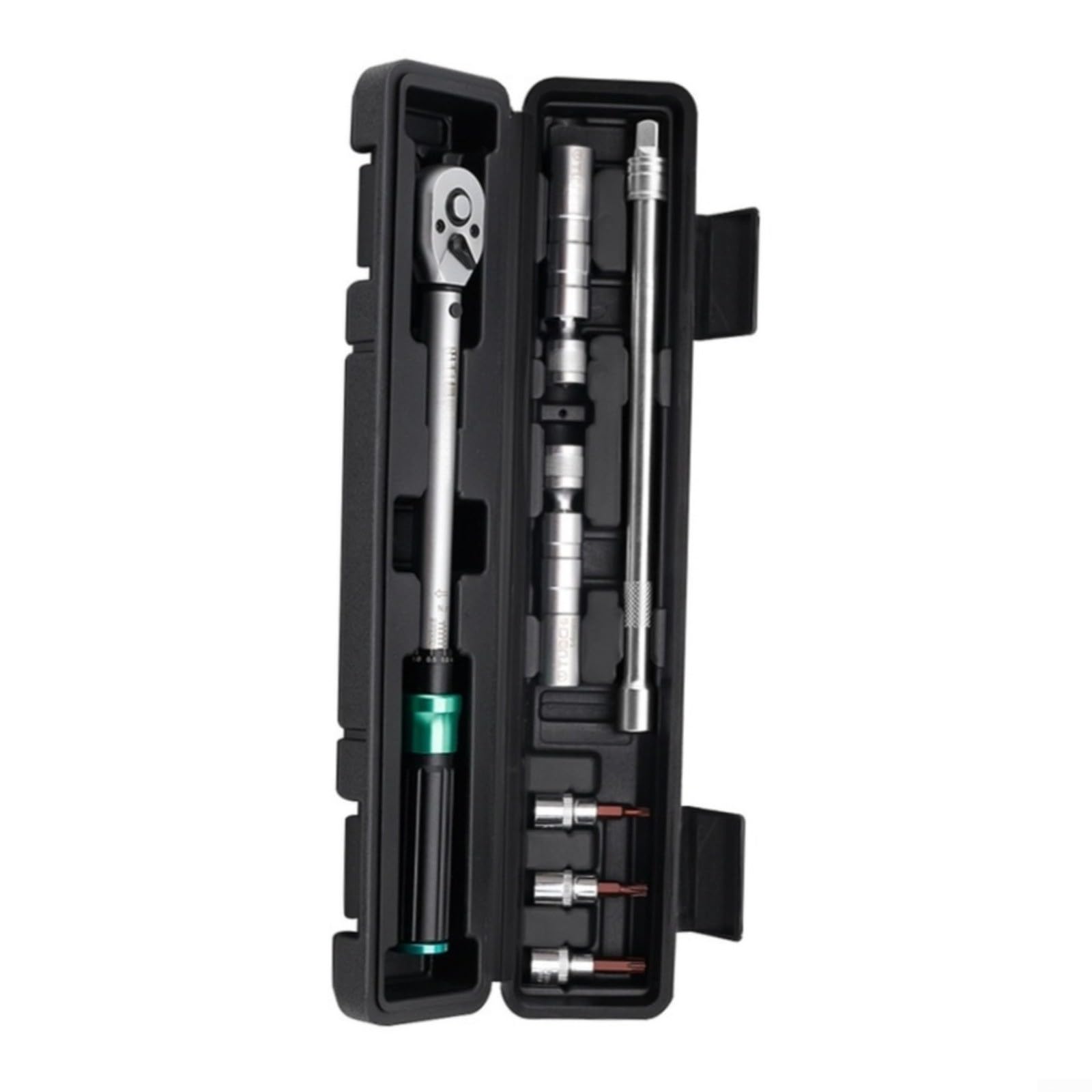 Chiave dinamometrica, 5-60 N.m, chiave dinamometrica regolabile a 72 denti, kit di chiavi magnetiche in acciaio al cromo vanadio, per manutenzione auto, nero e verde (8 kit)