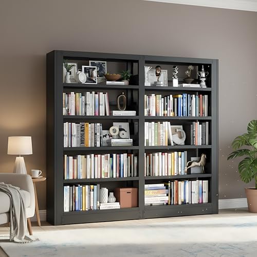 Image of VASAAOSD Bookshelf, Heavy Duty Metal Book Shelf, 69 inch Tall Black, 1+1 Set | Adjustable Shelves, 280lbs Shelf Capacity, Industrial Large Office Bookcase, Display Book Organizer, For Living Room Library