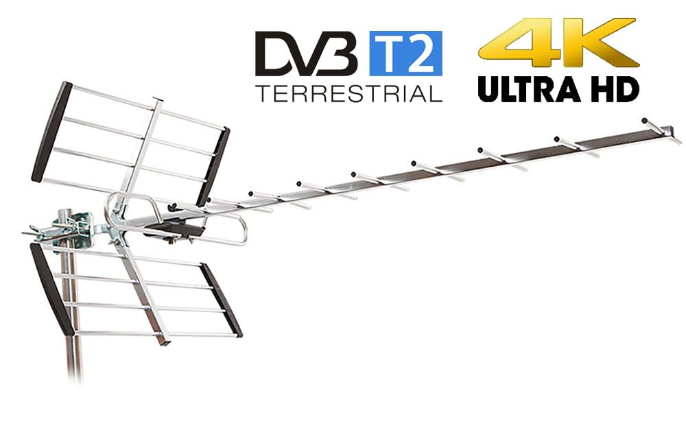 Antenna TV Digitale Terrestre Tripla 18dB Con Filtro 5G LTE - Per Segnale DVB-T/T2, UHF 21-48, 105cm - Foto 9
