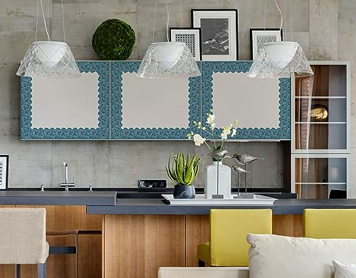 Image of WallDesign Blue Acrylic Shell Tile Sticker - 4 In X 10 Ft Multipurpose Decorative Self-Adhesive Border For Kitchen Backsplash, Furniture, Wall, Cupboard, Staircase, 0.1 Cms