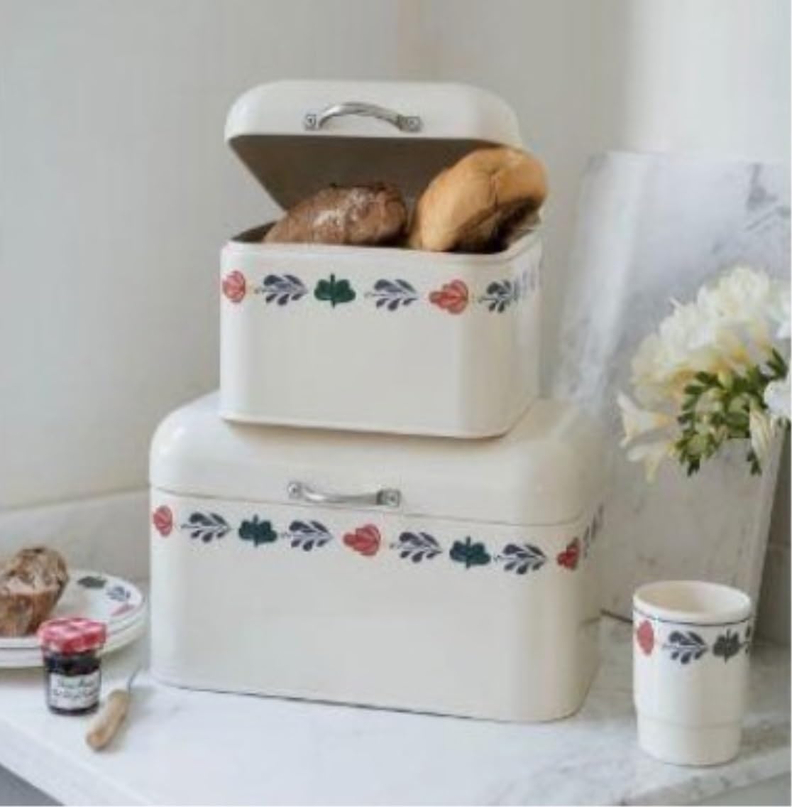 Caja De Pan Panera para Pan Caja De Pan De Metal Soporte para Pan con Tapa Abatible Panera Simple con Patrón Decoración De Almacenamiento Engrosada Caja Contenedor De Pan(30 * 18 * 15.5cm)