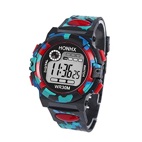 Reloj digital deportivo multifunción para niños y niñas, rosso, talla única