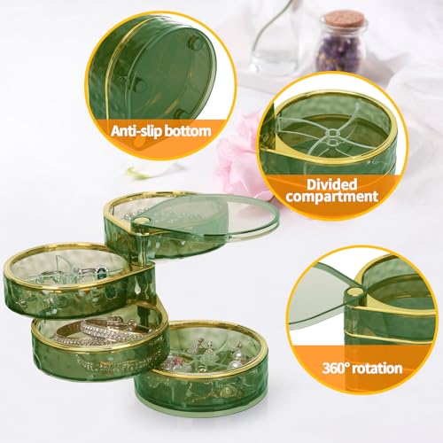 LETURE 4-Layers Rotatable Jewelry Organizer Storage Box, Clear Jewelry Holder Case for Ring Earring Necklaces Bracelets Makeup Hair Accessories by LETURE - Image 6