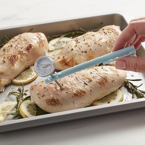 Image of KitchenAid KQ901 Instant Read Food Thermometer for Kitchen or Grill, Temperature Range: 20F to 220F, 1 inch dial, Mineral Water Storage Sleeve