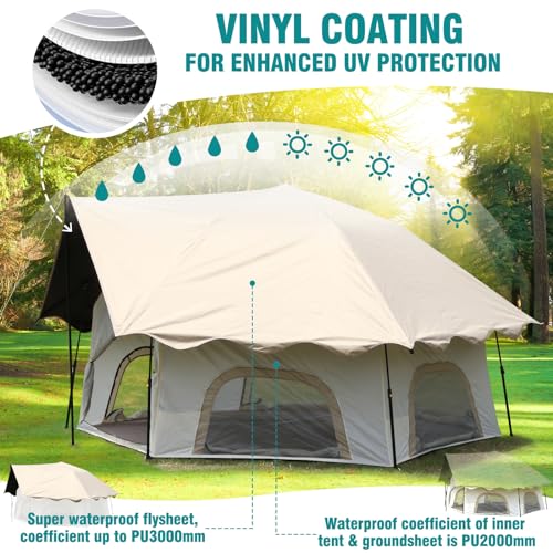 Chihee Camping Tents Pop-Up Stand-up Tent, Family Cabin Tent with Awning Porch 4-Person Outdoor Tent with Screen Room Large Capacity, Waterproof and Windproof, Easy Setup,Traveling Hiking Picnic - Image 5