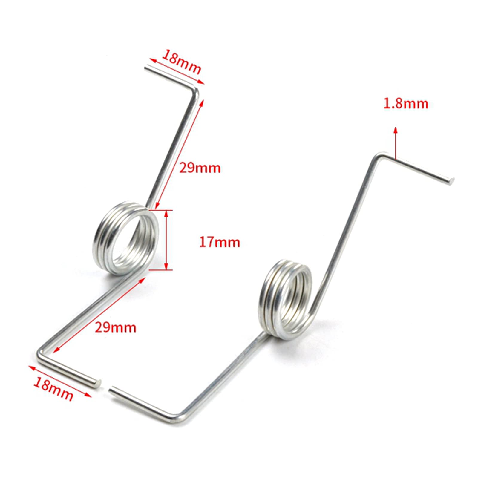 BULINO Stainless Steel Torsion Springs,2 Pcs Automatic Washing Machine Cover Plate Torsion Spring Wire Diameter 1.6/1.8mm Steel Torsion Spring, 1.8mmx17mm (Color : As Show, Size : 1.8mmx17mm)