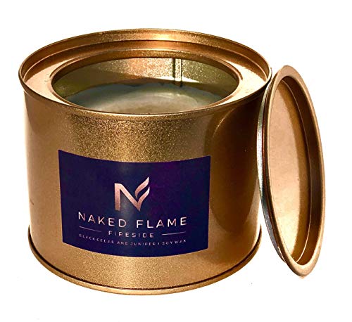 Naked Flame Fireside, Candles for Home, Soy Candle, Vanilla Scented Candle with Black