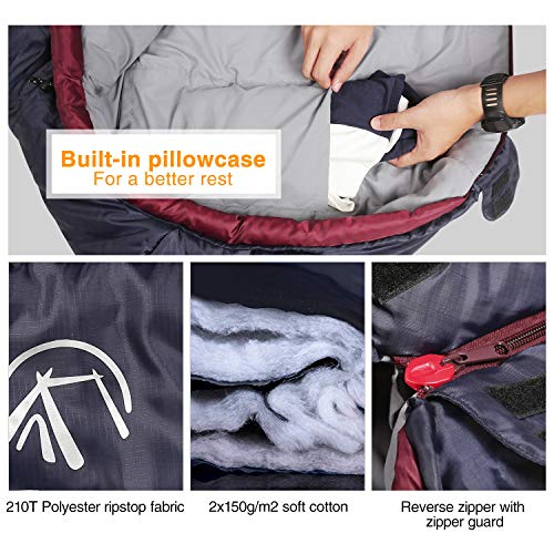 Bolsa de dormir mummy REDCAMP para mochila, ligera y portátil, para camping y senderismo para adultos, azul marino miniatura 6
