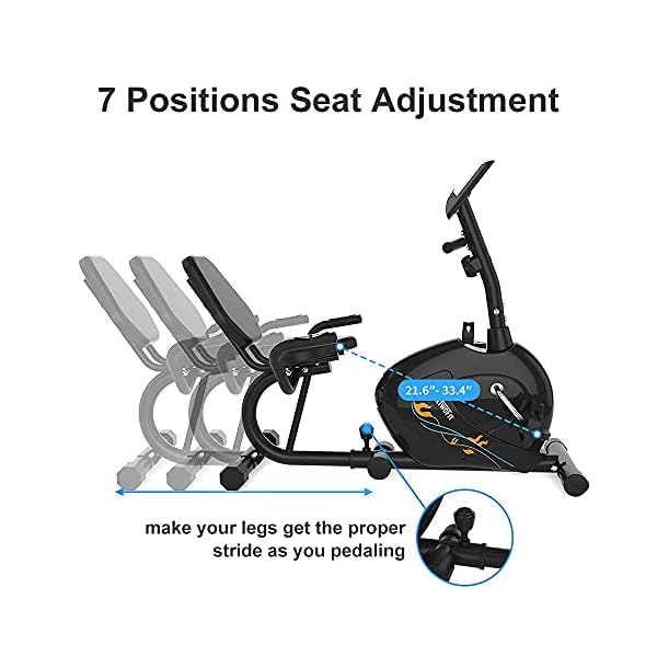 ONETWOFIT Recumbent Exercise Bike for Seniors and Adults, Indoor Stationary Bikes w 8 Level Resistance, LCD Monitor, Adjustable Seat, Cycling Fitness Equipment for Home Cardio Training 300 LB Capacity