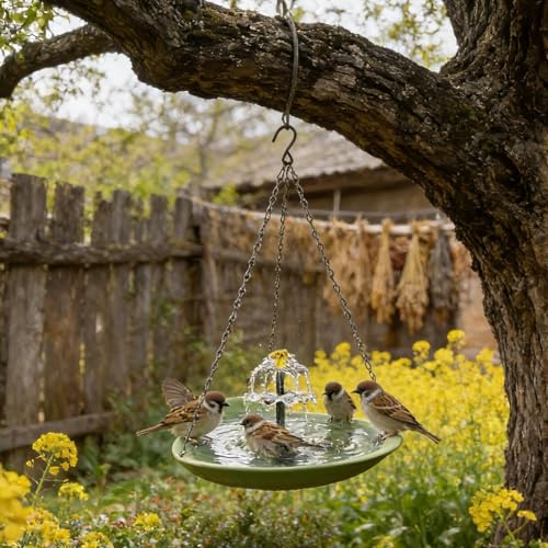 Bebedero para pájaros con placa solar para periquitos y loros pequeños 4