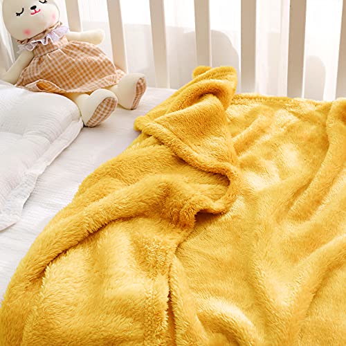 Exclusivo Mezcla Plush Baby Blanket, Soft And Warm Swaddle Throw Blanket, Infant, Newborn, Toddler And Kids Receiving Fleece Blankets For Crib Stroller (30X40 Inches, Mustard Yellow) #TOP4