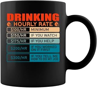 Drinking Hourly Rate Vintage Mug - Two Sides Printed