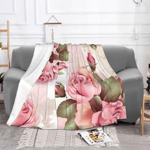 Couverture polaire rose plaid flanelle lit canapé imprimé floral - 3