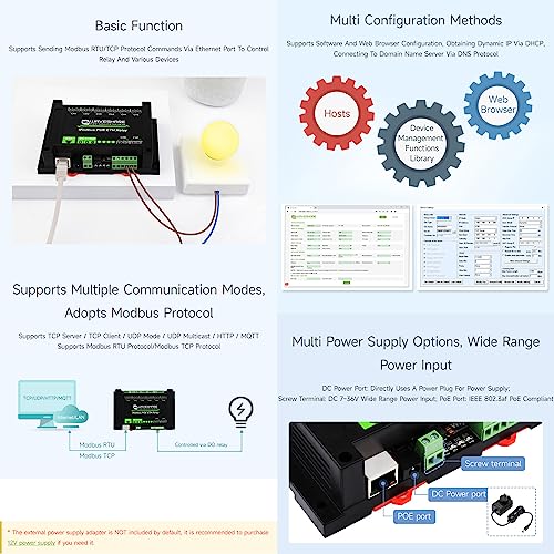 Waveshare 8-Ch Ethernet Relay Module, Modbus RTU/Modbus TCP Protocol, PoE Port Communication, with Various Isolation and Protection Circuits, Industrial Grade Rail-Mount Case - Image 5