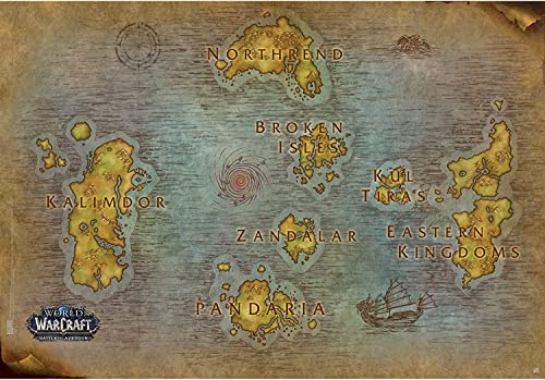 Divertido cartel de metal retro World of Warcraft - Mapa. Letrero de cocina, decoración de pared, letreros de estaño, decoración de bar, póster artístico de 8 x 12 pulgadas