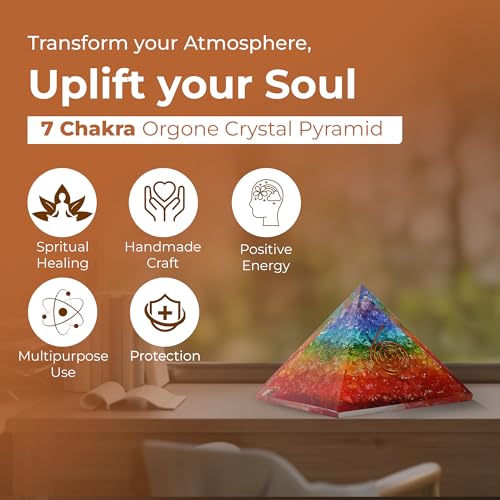Image of Orgone Pyramid of Success - 7 Chakra Orgonite Pyramid for Healing, Meditation, Stress Relief, Positive Energy & Chakra Balancing