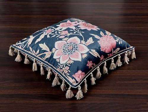 Image of ishro home Premium Cushion Cover Set of 5 | Cushion Cover 16 inch x 16 inch - Soft European Standard Fabric, Frill Design, Machine Washable | (5, Night Sapphire, 16 x 16 Inch (Pack of 5))