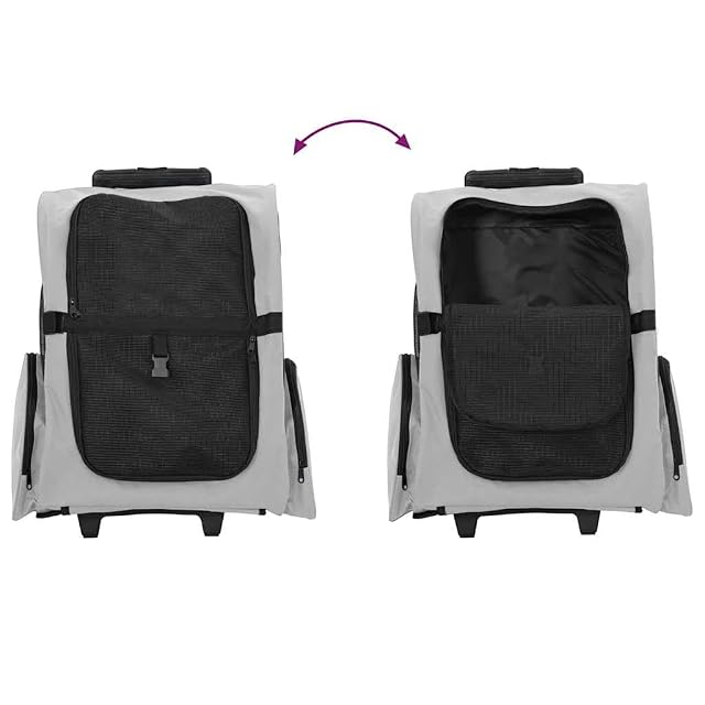 Foto 4 de 8 de vidaXL Carrito para Mascotas 3 en 1, diseño Gris, 48 x 32 x (57-106) cm