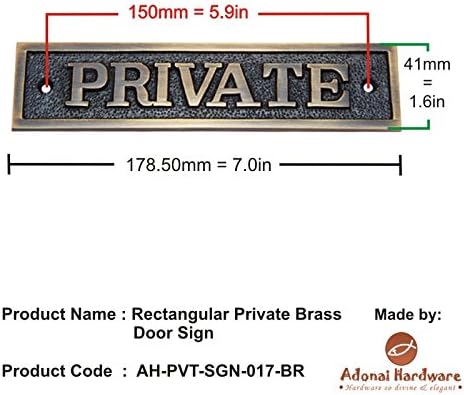 Adonai Hardware Rectangular "PRIVATE" Brass Door Sign - Antique Brass