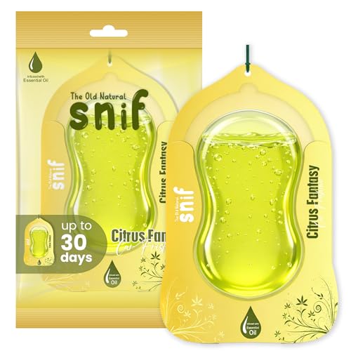 Image of Car Air Freshener Hanging - Snif Gel Car Perfume, Essential Oil Based Long Lasting Car Fragrance (30-45 Days), Odor Eliminator Auto Air Freshener for Car - Citrus Fantasy