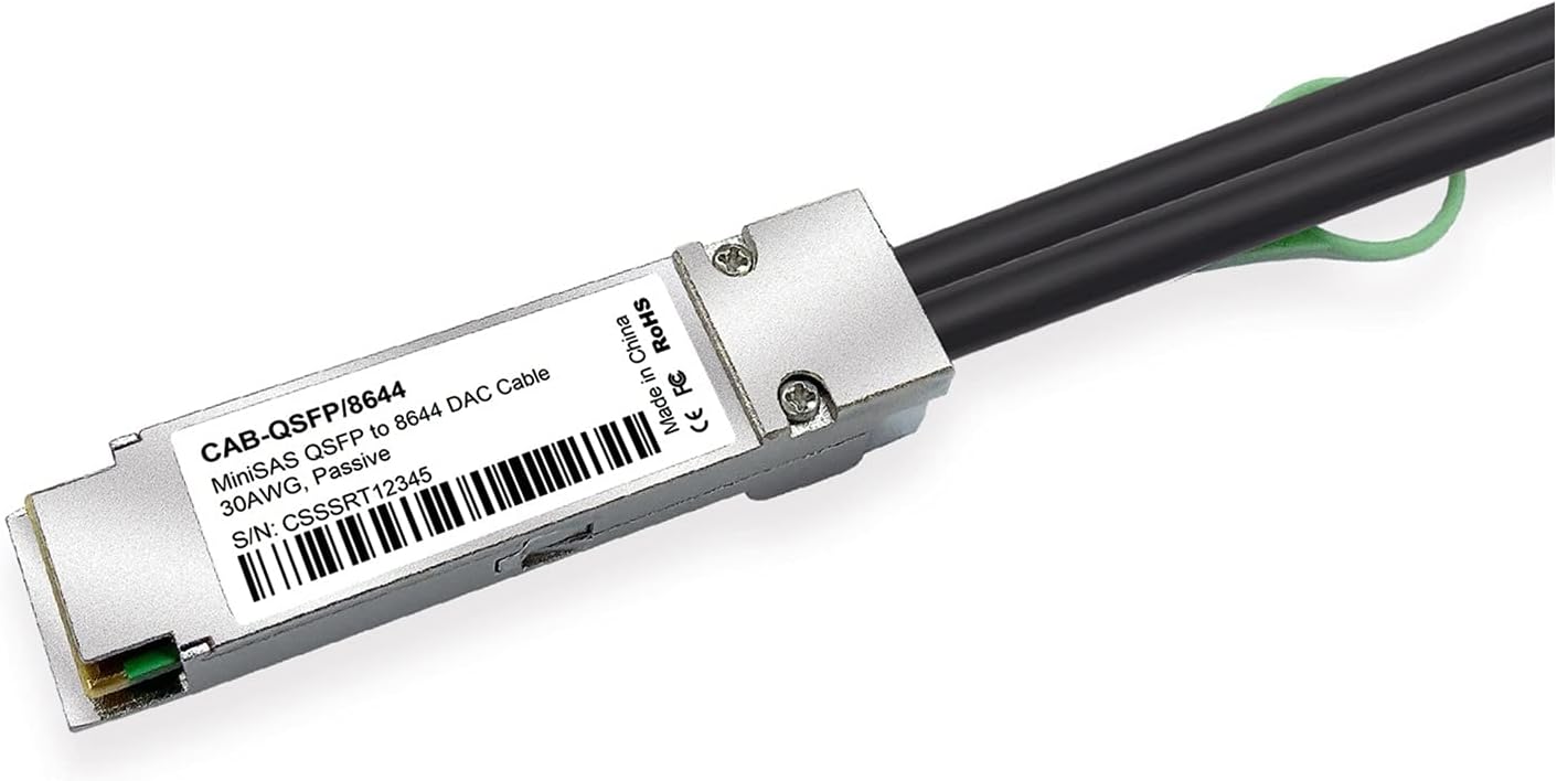 Artemisia Compatible with External Mini SAS HD SFF-8644 to QSFP(SFF-8436) Hybrid SAS Cable, 30AWG, 100-Ohm, 1-m(3.3ft)