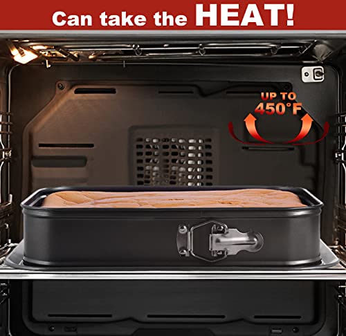 Kenond Large Springform Cake Pan, 14 X 11-Inch Rectangle Cheesecake Pan, Tiramisu Bakeware With 50Pcs Wax Paper, 3Pcs Spatula Set, Non-Stick Baking Pan Mold Leakproof #TOP4