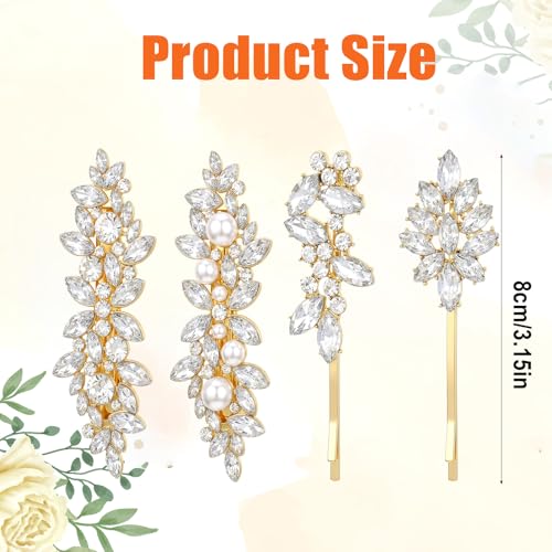 Pinzas de Pelo con Rhinestone Plateadas Nogeqi 4 Pzs miniatura 4