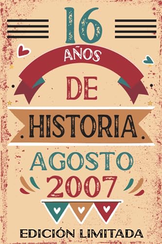 16 Años De Historia Agosto 2007: Libro de visitas, cuaderno, 110 páginas de felicitaciones, idea de regalo, regalo Para la esposa, novia, mujer, La madre