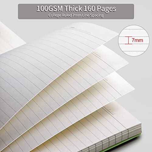 Hiukooka College Ruled Spiral Notebook 7.48"X 10.15"(B5),4 Pack Hardcover Journal Notebook With Sticky Notes,160 Pages ,100Gsm Thick Paper,Cute Notebook For Works,Study,Meeting,Writing(Lakeblue, Purple, Green,Orange) #TOP4