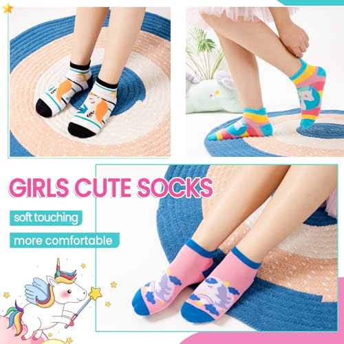 Image of WEVIAS Kids Girls Socks Unicorn Ankle Funny Cartoon Low Cut Cotton Cute Novelty Fashion Toddler No Show Silly Socks 6 Pairs