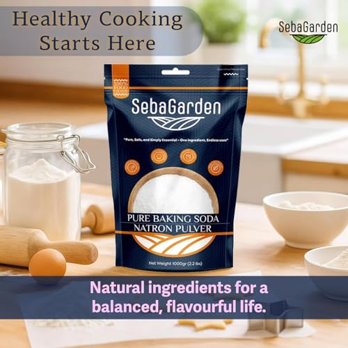 Seba Garden Natron 1kg – Premium Lebensmittelqualität Backsoda – Wiederverschließbarer Beutel – zum Backen, Kochen, Reinigen, Gerüche neutralisieren – Natürlich & Vielseitig