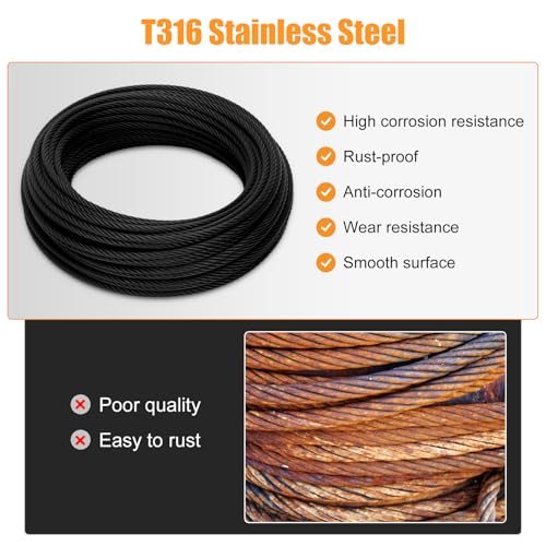 Cuerda de alambre de 100 pies inoxidable resistente de 3/16 para barandillas 7