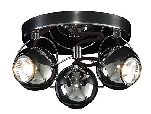 Retro Gloss Black Chrome 3 Way Adjustable Eyeball Ceiling Spotlight Lamp GU10 S45143