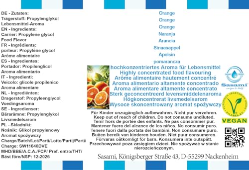 Orange arôme concentré pour éviter les goûts chimiques, solution vegan 100ml